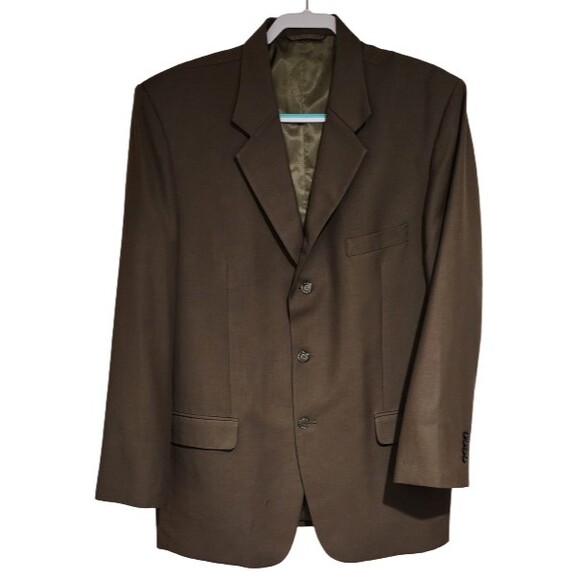 Nino Cerruti Other - Nino Cerruti Italy Mens Cashmere Wool Single-Breasted Blazer Olive Brown Sz 46L
